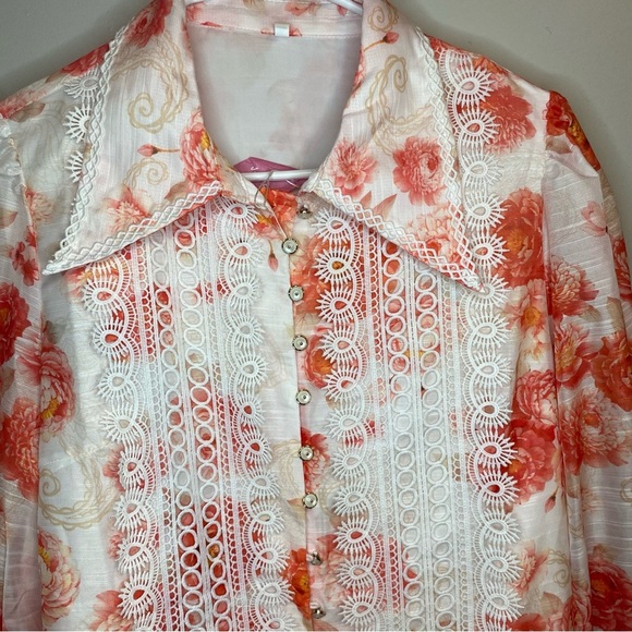 JJ’s Fairyland Floral and Lace Button-Up Dress Size L - Picture 2 of 15